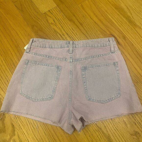 TSQ size 28 pink jean shorts raw hem high rise - Picture 2 of 4
